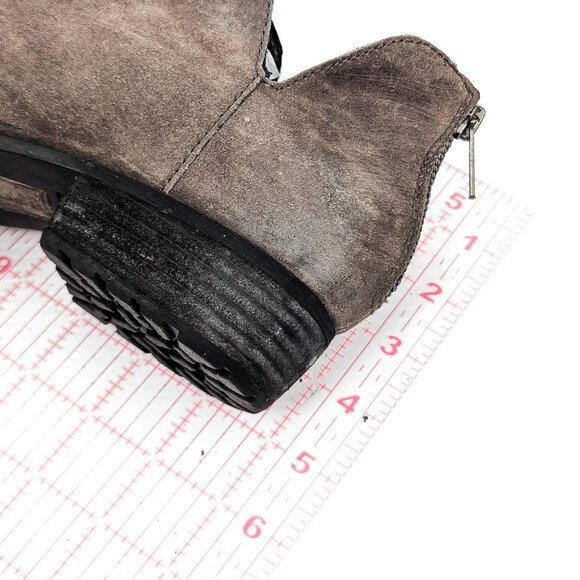 Born Women Kerri Distress Grey Leather Western Zip Ankle boots size 8.5 - Picture 6 of 7